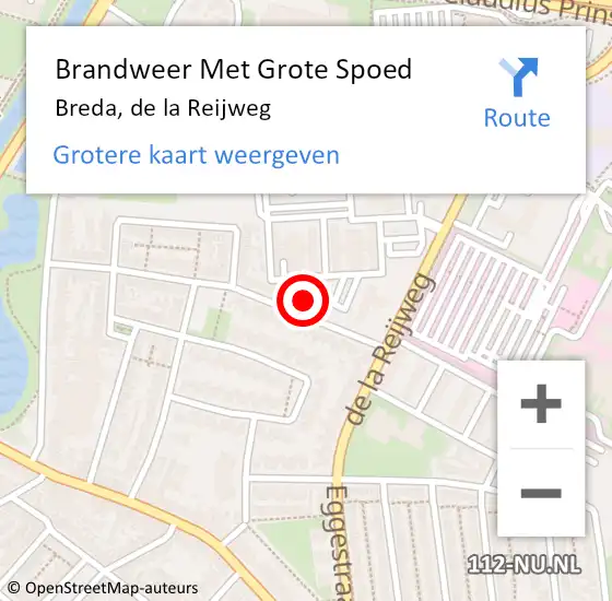 Locatie op kaart van de 112 melding: Brandweer Met Grote Spoed Naar Breda, de la Reijweg op 25 mei 2023 03:57