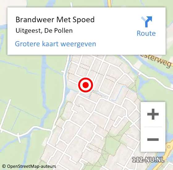 Locatie op kaart van de 112 melding: Brandweer Met Spoed Naar Uitgeest, De Pollen op 25 mei 2023 05:26