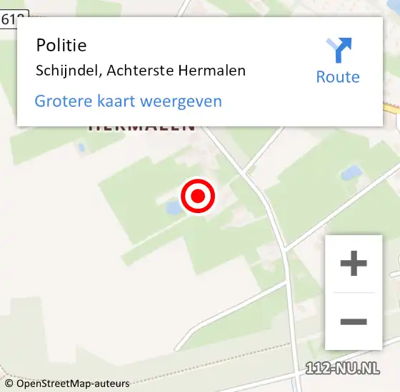 Locatie op kaart van de 112 melding: Politie Schijndel, Achterste Hermalen op 25 mei 2023 06:43