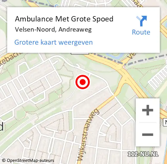 Locatie op kaart van de 112 melding: Ambulance Met Grote Spoed Naar Velsen-Noord, Andreaweg op 25 mei 2023 06:57