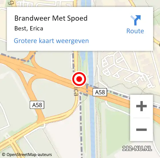 Locatie op kaart van de 112 melding: Brandweer Met Spoed Naar Best, Erica op 25 mei 2023 07:16