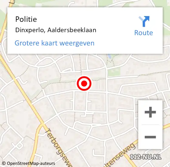 Locatie op kaart van de 112 melding: Politie Dinxperlo, Aaldersbeeklaan op 25 mei 2023 07:28