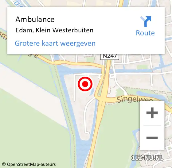 Locatie op kaart van de 112 melding: Ambulance Edam, Klein Westerbuiten op 25 mei 2023 07:29