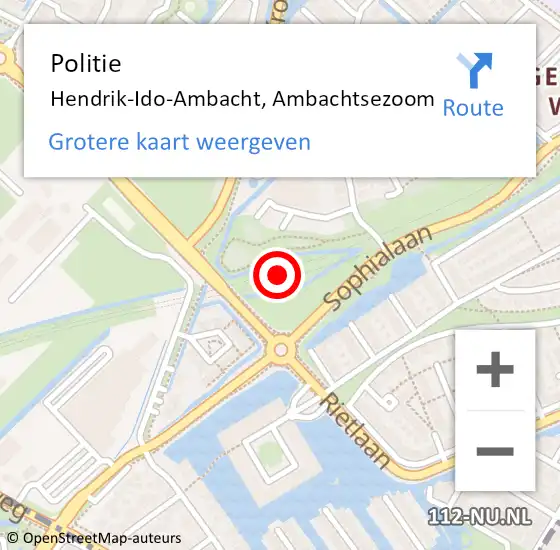 Locatie op kaart van de 112 melding: Politie Hendrik-Ido-Ambacht, Ambachtsezoom op 25 mei 2023 08:15