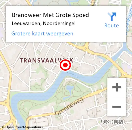 Locatie op kaart van de 112 melding: Brandweer Met Grote Spoed Naar Leeuwarden, Noordersingel op 25 mei 2023 08:22