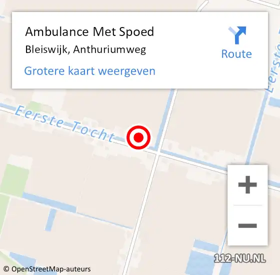 Locatie op kaart van de 112 melding: Ambulance Met Spoed Naar Bleiswijk, Anthuriumweg op 25 mei 2023 08:26