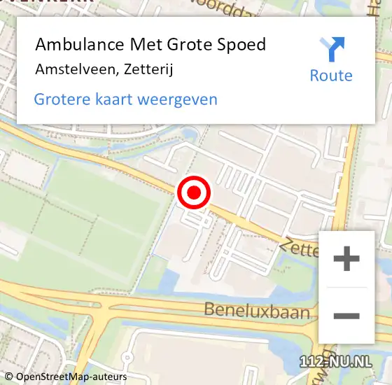 Locatie op kaart van de 112 melding: Ambulance Met Grote Spoed Naar Amstelveen, Zetterij op 25 mei 2023 08:31