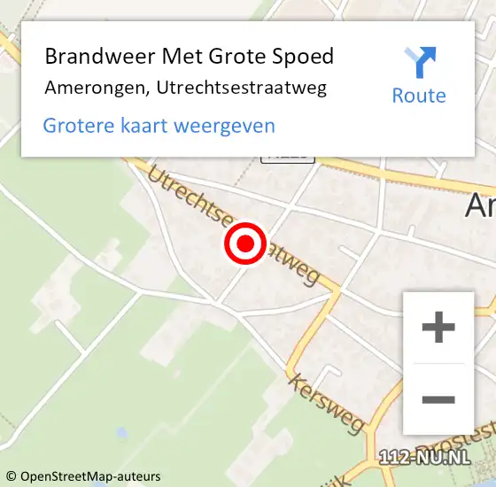 Locatie op kaart van de 112 melding: Brandweer Met Grote Spoed Naar Amerongen, Utrechtsestraatweg op 25 mei 2023 08:33