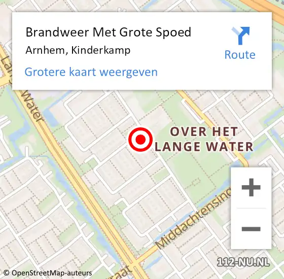 Locatie op kaart van de 112 melding: Brandweer Met Grote Spoed Naar Arnhem, Kinderkamp op 25 mei 2023 08:45