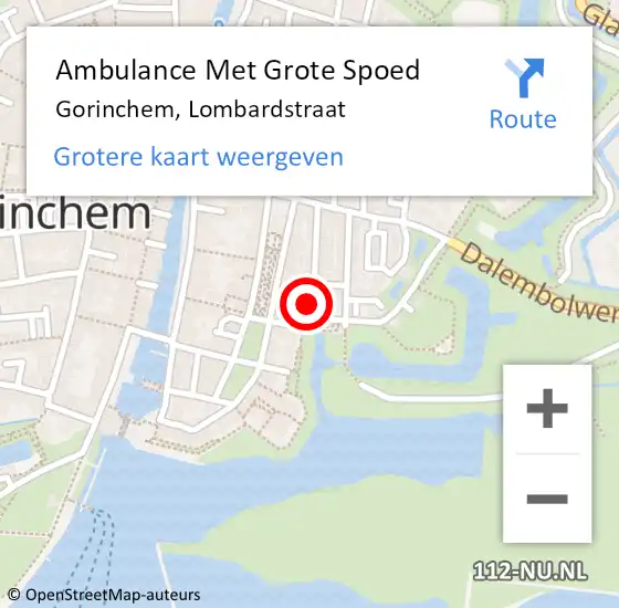 Locatie op kaart van de 112 melding: Ambulance Met Grote Spoed Naar Gorinchem, Lombardstraat op 25 mei 2023 08:47