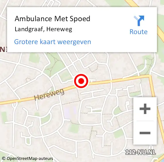 Locatie op kaart van de 112 melding: Ambulance Met Spoed Naar Landgraaf, Hereweg op 26 augustus 2014 15:56