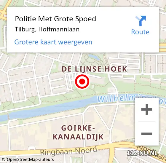Locatie op kaart van de 112 melding: Politie Met Grote Spoed Naar Tilburg, Hoffmannlaan op 25 mei 2023 09:01