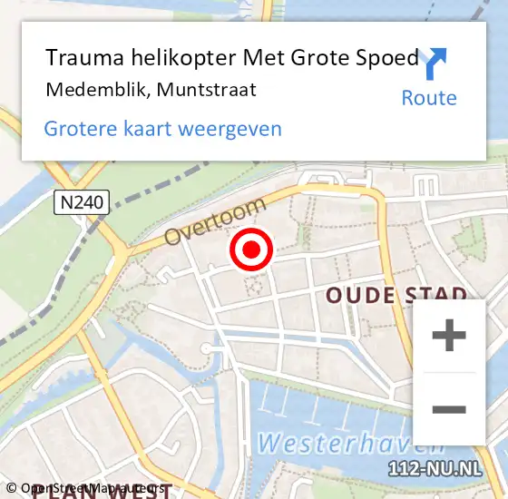 Locatie op kaart van de 112 melding: Trauma helikopter Met Grote Spoed Naar Medemblik, Muntstraat op 25 mei 2023 09:22