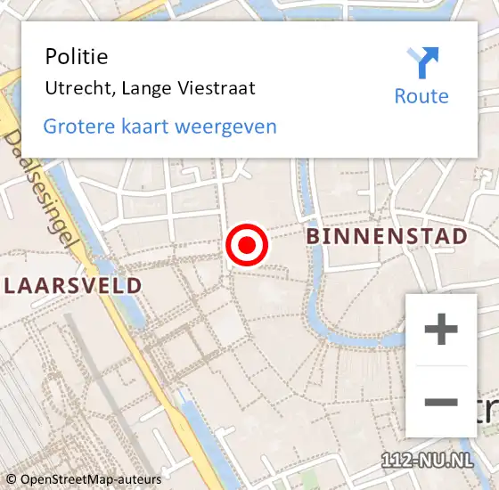Locatie op kaart van de 112 melding: Politie Utrecht, Lange Viestraat op 25 mei 2023 09:23