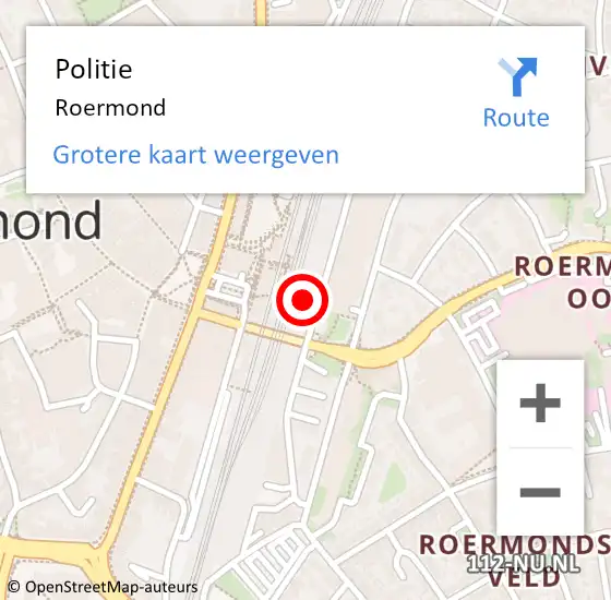 Locatie op kaart van de 112 melding: Politie Roermond op 25 mei 2023 09:41