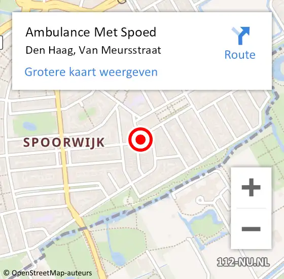 Locatie op kaart van de 112 melding: Ambulance Met Spoed Naar Den Haag, Van Meursstraat op 25 mei 2023 09:49