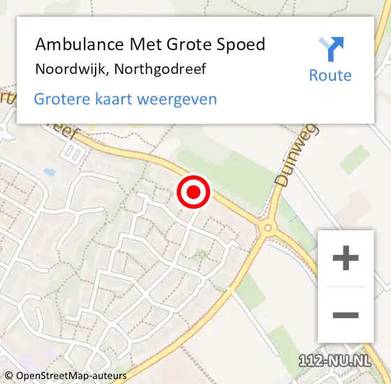 Locatie op kaart van de 112 melding: Ambulance Met Grote Spoed Naar Noordwijk, Northgodreef op 25 mei 2023 09:51