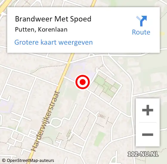 Locatie op kaart van de 112 melding: Brandweer Met Spoed Naar Putten, Korenlaan op 25 mei 2023 10:36