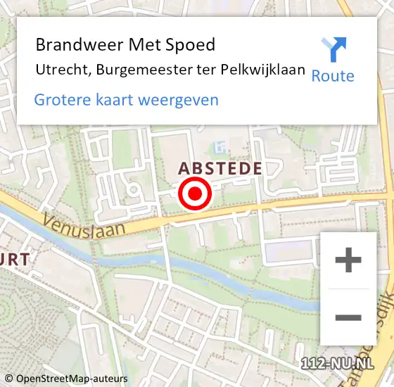 Locatie op kaart van de 112 melding: Brandweer Met Spoed Naar Utrecht, Burgemeester ter Pelkwijklaan op 25 mei 2023 10:47