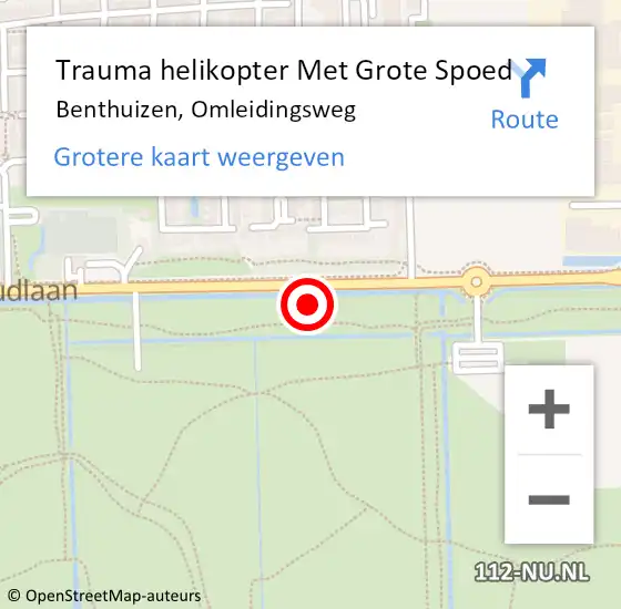 Locatie op kaart van de 112 melding: Trauma helikopter Met Grote Spoed Naar Benthuizen, Omleidingsweg op 25 mei 2023 11:00