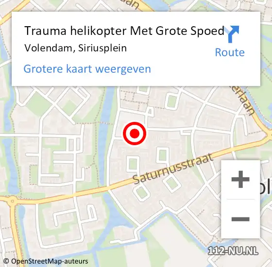 Locatie op kaart van de 112 melding: Trauma helikopter Met Grote Spoed Naar Volendam, Siriusplein op 25 mei 2023 11:08