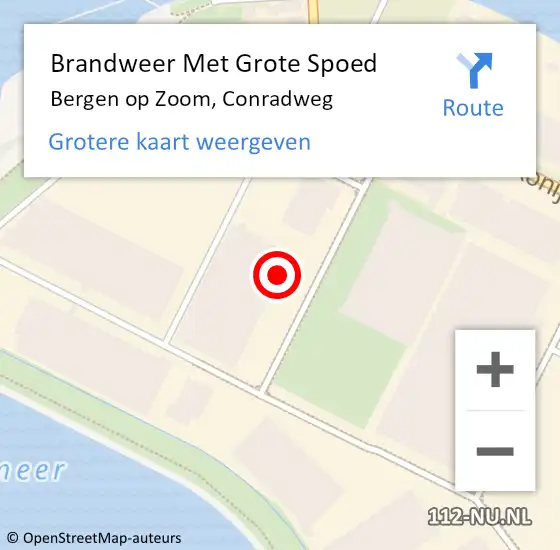 Locatie op kaart van de 112 melding: Brandweer Met Grote Spoed Naar Bergen op Zoom, Conradweg op 25 mei 2023 11:23