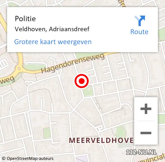 Locatie op kaart van de 112 melding: Politie Veldhoven, Adriaansdreef op 25 mei 2023 11:33