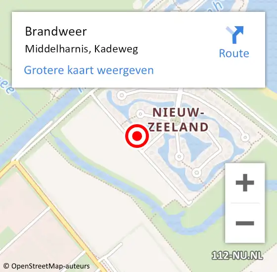 Locatie op kaart van de 112 melding: Brandweer Middelharnis, Kadeweg op 25 mei 2023 11:33