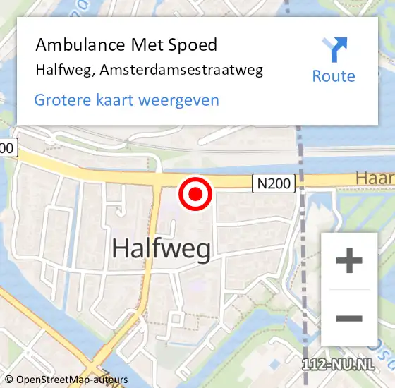Locatie op kaart van de 112 melding: Ambulance Met Spoed Naar Halfweg, Amsterdamsestraatweg op 25 mei 2023 12:14
