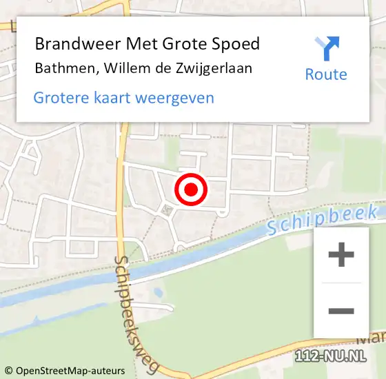 Locatie op kaart van de 112 melding: Brandweer Met Grote Spoed Naar Bathmen, Willem de Zwijgerlaan op 25 mei 2023 12:23