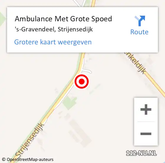 Locatie op kaart van de 112 melding: Ambulance Met Grote Spoed Naar 's-Gravendeel, Strijensedijk op 25 mei 2023 12:37