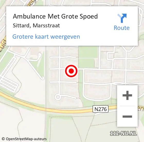 Locatie op kaart van de 112 melding: Ambulance Met Grote Spoed Naar Sittard, Marsstraat op 26 augustus 2014 16:23