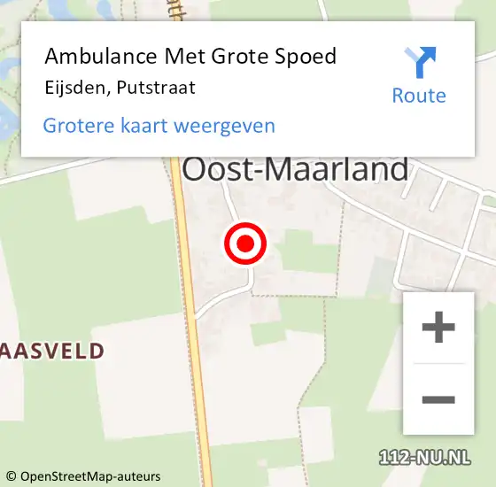 Locatie op kaart van de 112 melding: Ambulance Met Grote Spoed Naar Eijsden, Putstraat op 12 oktober 2013 18:43