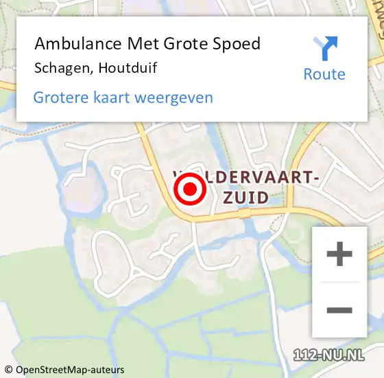 Locatie op kaart van de 112 melding: Ambulance Met Grote Spoed Naar Schagen, Houtduif op 25 mei 2023 13:33