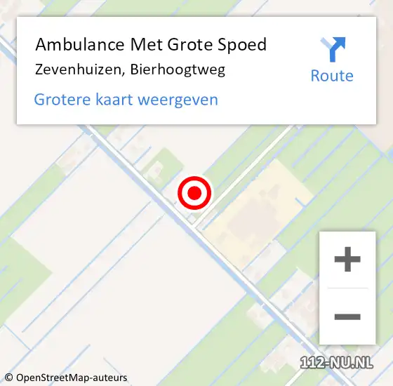 Locatie op kaart van de 112 melding: Ambulance Met Grote Spoed Naar Zevenhuizen, Bierhoogtweg op 25 mei 2023 13:34