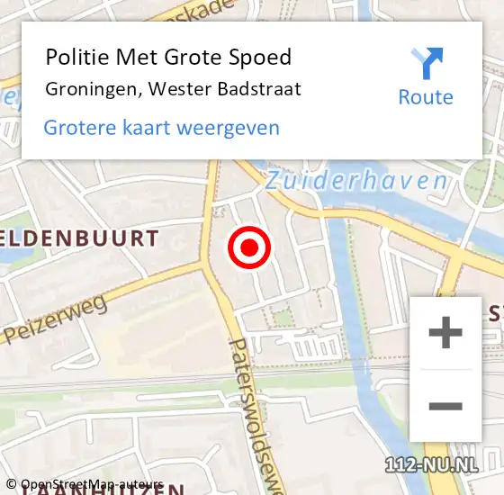 Locatie op kaart van de 112 melding: Politie Met Grote Spoed Naar Groningen, Wester Badstraat op 25 mei 2023 13:34