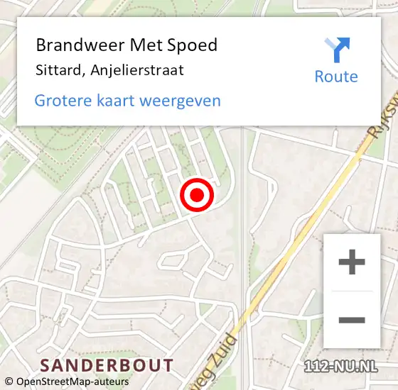 Locatie op kaart van de 112 melding: Brandweer Met Spoed Naar Sittard, Anjelierstraat op 25 mei 2023 13:46