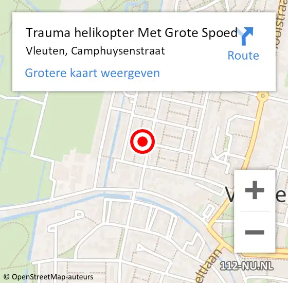 Locatie op kaart van de 112 melding: Trauma helikopter Met Grote Spoed Naar Vleuten, Camphuysenstraat op 25 mei 2023 13:52