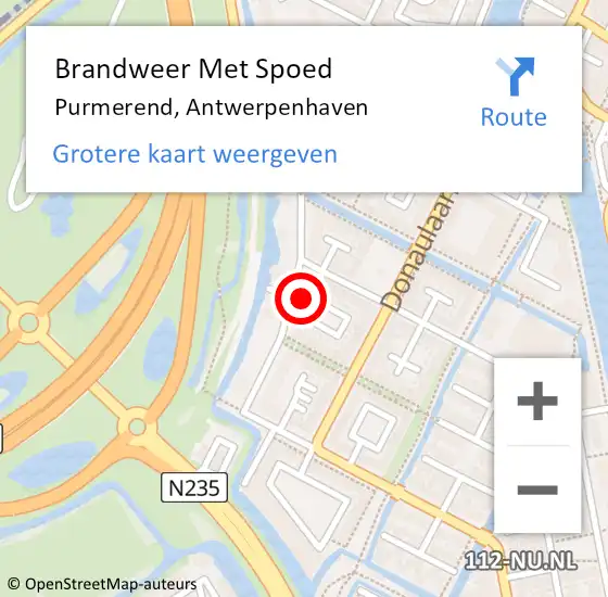 Locatie op kaart van de 112 melding: Brandweer Met Spoed Naar Purmerend, Antwerpenhaven op 25 mei 2023 13:54