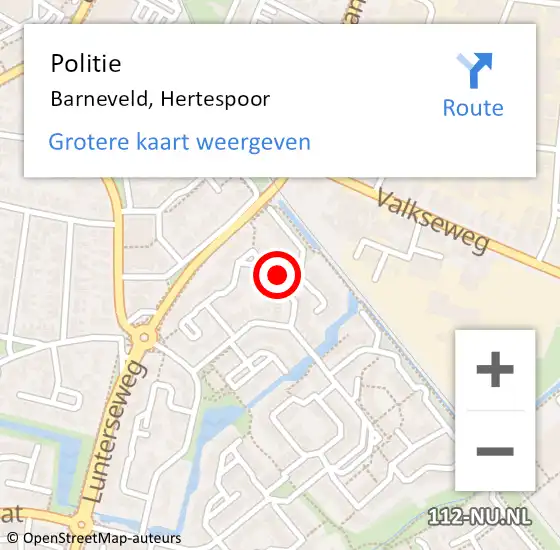 Locatie op kaart van de 112 melding: Politie Barneveld, Hertespoor op 25 mei 2023 14:34