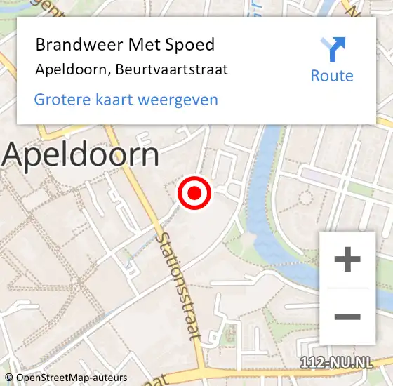 Locatie op kaart van de 112 melding: Brandweer Met Spoed Naar Apeldoorn, Beurtvaartstraat op 25 mei 2023 14:40