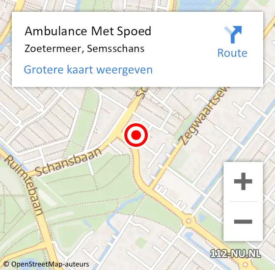 Locatie op kaart van de 112 melding: Ambulance Met Spoed Naar Zoetermeer, Semsschans op 25 mei 2023 14:47