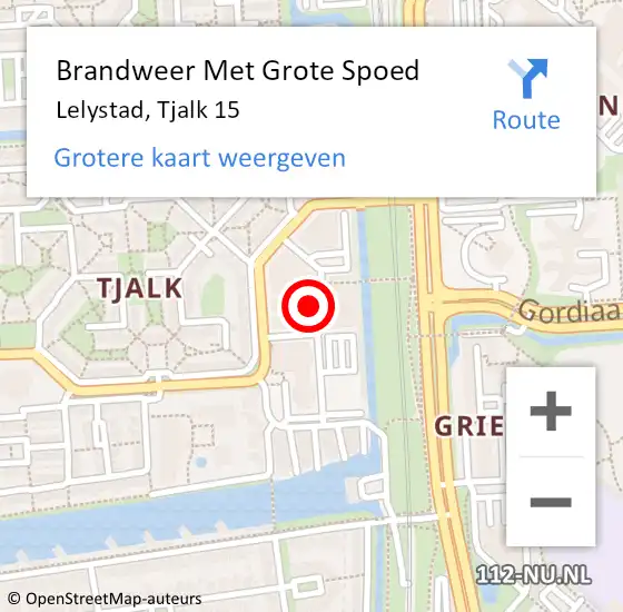 Locatie op kaart van de 112 melding: Brandweer Met Grote Spoed Naar Lelystad, Tjalk 15 op 25 mei 2023 14:47