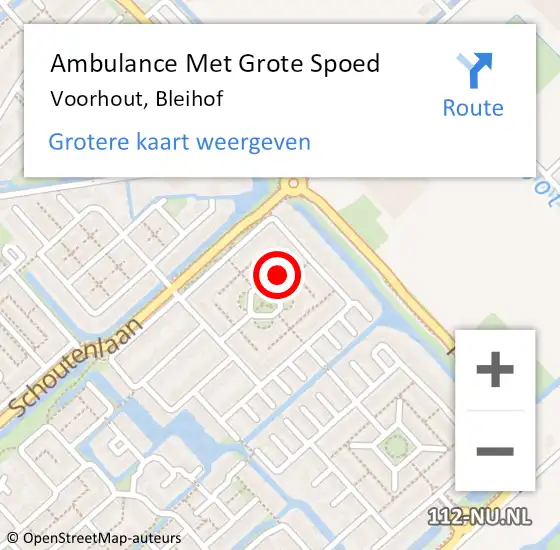 Locatie op kaart van de 112 melding: Ambulance Met Grote Spoed Naar Voorhout, Bleihof op 25 mei 2023 14:54