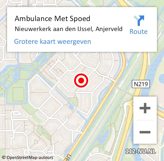 Locatie op kaart van de 112 melding: Ambulance Met Spoed Naar Nieuwerkerk aan den IJssel, Anjerveld op 25 mei 2023 14:57