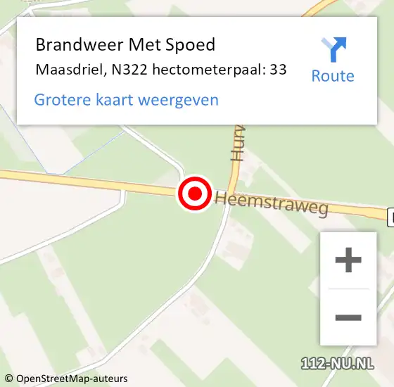Locatie op kaart van de 112 melding: Brandweer Met Spoed Naar Maasdriel, N322 hectometerpaal: 33 op 25 mei 2023 15:20