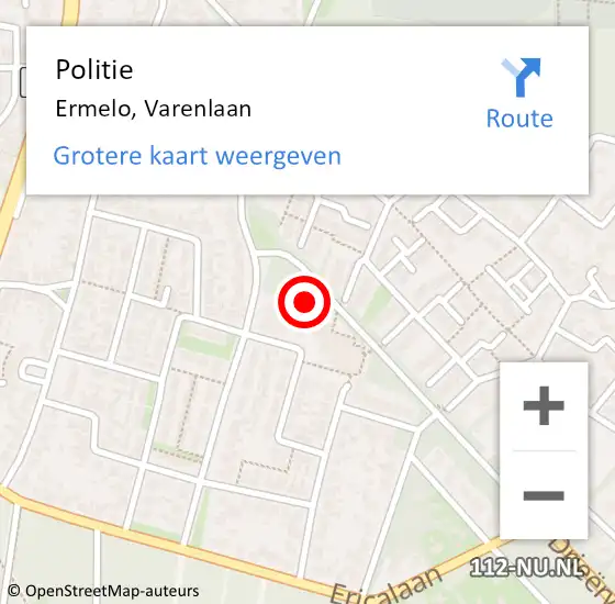 Locatie op kaart van de 112 melding: Politie Ermelo, Varenlaan op 25 mei 2023 15:50