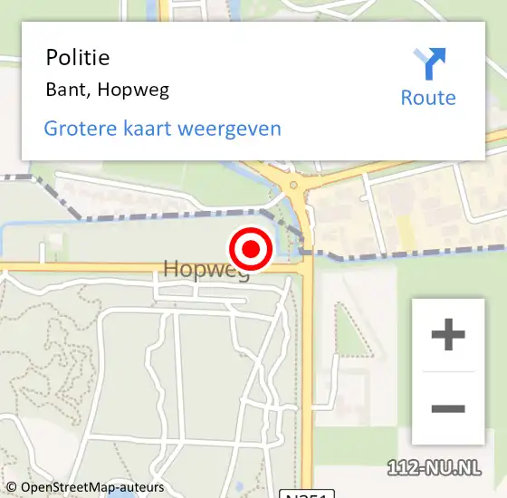Locatie op kaart van de 112 melding: Politie Bant, Hopweg op 25 mei 2023 15:58