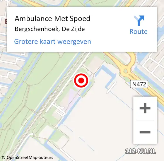 Locatie op kaart van de 112 melding: Ambulance Met Spoed Naar Bergschenhoek, De Zijde op 25 mei 2023 16:07