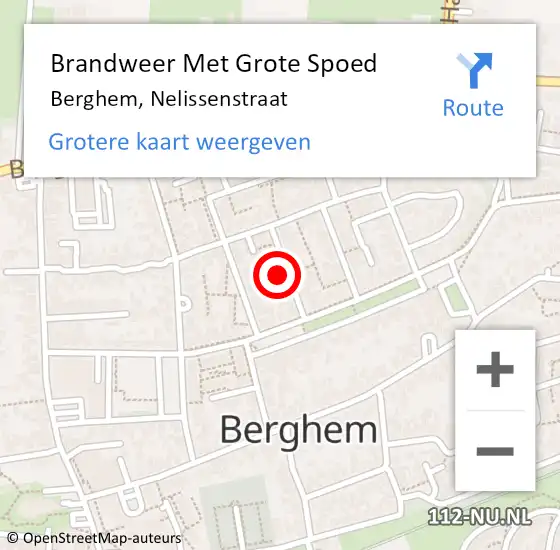 Locatie op kaart van de 112 melding: Brandweer Met Grote Spoed Naar Berghem, Nelissenstraat op 25 mei 2023 16:08